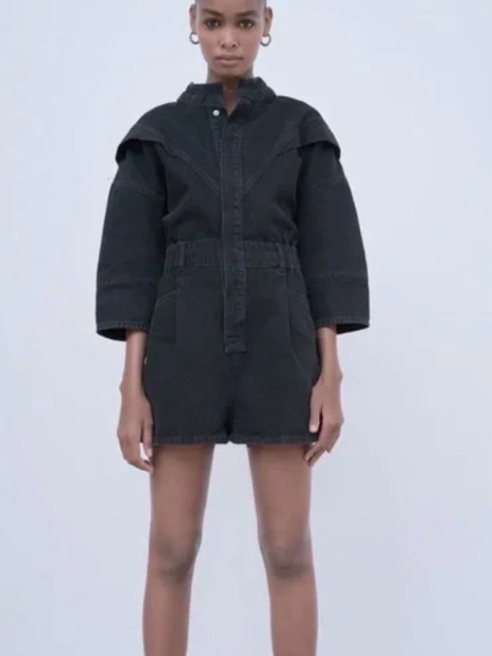 Zara | Slovenia Black Jean Snap Romper
